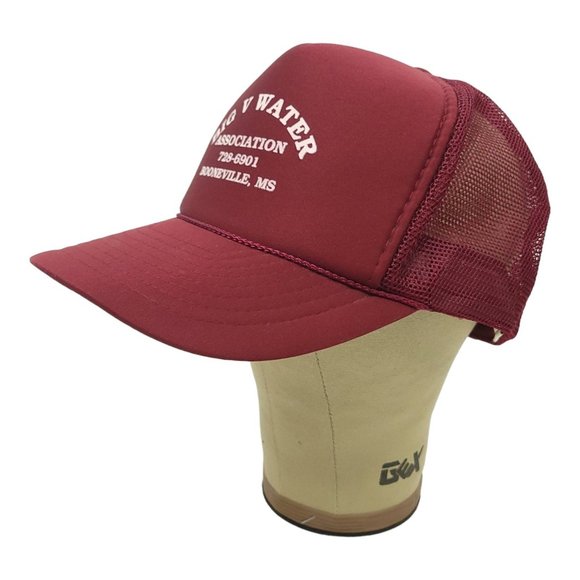 Big V Water Rope Braid Mesh Snapback Cap Trucker Foam Baseball Maroon Hat Nissin - Picture 2 of 13